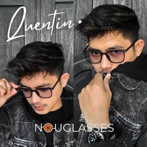 QUENTIN (Black Doff) - Kacamata Gaming Photocromic Antiradiasi Bluecromic Bluecromic Blueray