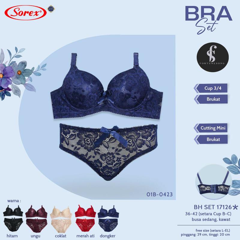 Sorex-Bra Set Sorex Motif Brokat dengan Kawat Busa Cup Besar - Shop ...