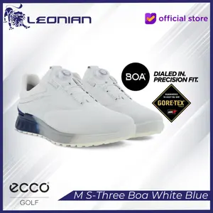 Sepatu Golf Ecco Men's Golf S-Three Boa White/Blue Depths/Bright White - Sepatu Golf Pria
