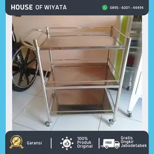 Troli Instrumen 3 Rak Stenlis Meja Trolley Instrumen 3 Rak Stainless