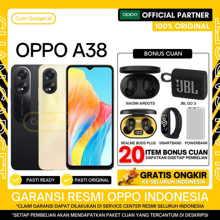 Gambar OPPO A38 4/128 OPPO A 38 4/128 GARANSI RESMI INDONESIA - GLOWING BLACK, TANPA BONUS dari Cuan Gadget.id Kota Bekasi Tokopedia