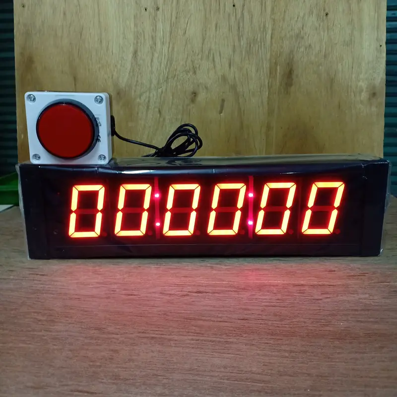 Jam Digital, Stop Watch, Down Timer 2.3 inch 6 digit Merah + Tombol 2