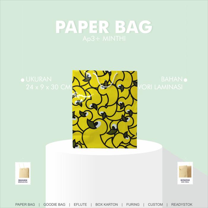 Gambar Tas Kertas Laminasi Motif Anak Bebek Belanja Kado Souvenir 24 x 9 x 30 dari Rahmah Tas Kertas dan Kemasan Kab. Sleman Tokopedia