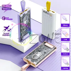 POWERBANK TRANSPARAN 10000mAh FAST CHARGING REAL CAPACITY 2.1A