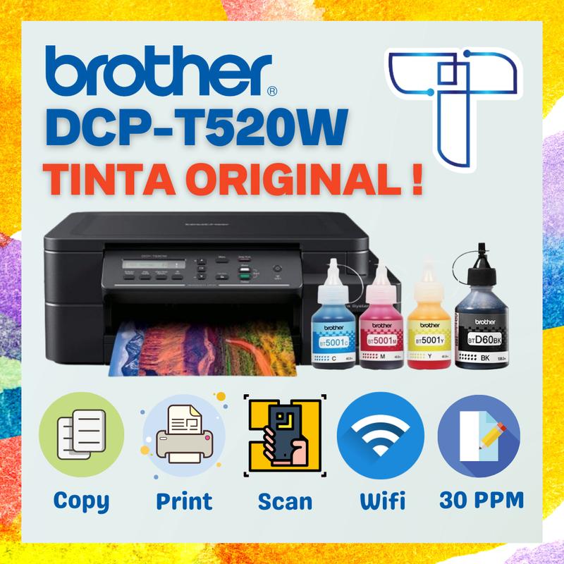Printer Ink Tank Brother DCP T520W Inkjet Scanner Wifi Multifunction ...