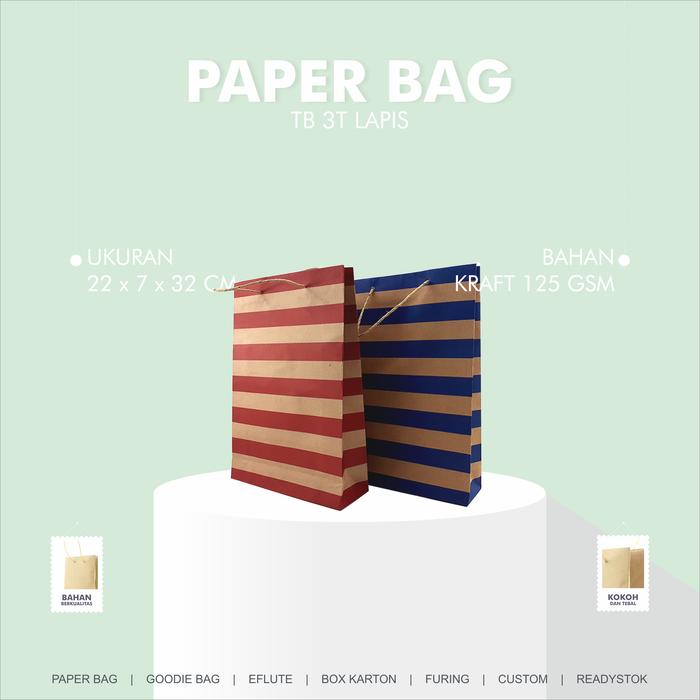 Gambar Tas Kertas Kraft Motif Belanja Hadiah Kado Souvenir 22 x 7 x 32 1500 dari Rahmah Tas Kertas dan Kemasan Kab. Sleman Tokopedia