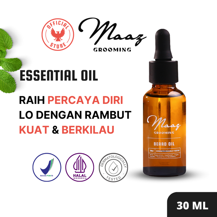 Gambar Beard Oil MAAZ: Buat brewok lembut & sehat lewat nutrisi minyak kemiri dari Maaz Grooming Kota Tangerang Tokopedia