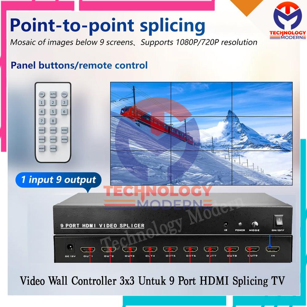 Video Wall Controller 3x3 Untuk 9 Port Video Splicing Merk PVSPA