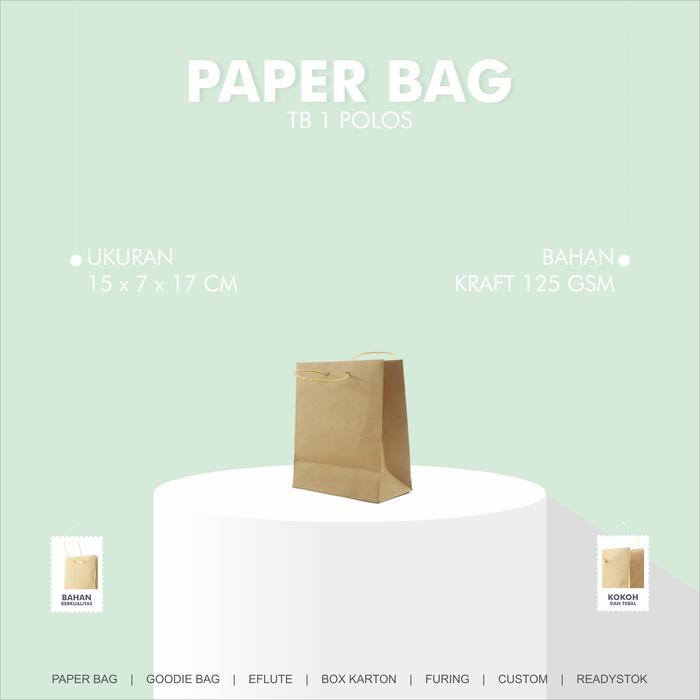 Gambar Tas Kertas Kecil Hadiah Paper Bag Kraft Coklat 125 gram Polos dari Rahmah Tas Kertas dan Kemasan Kab. Sleman Tokopedia