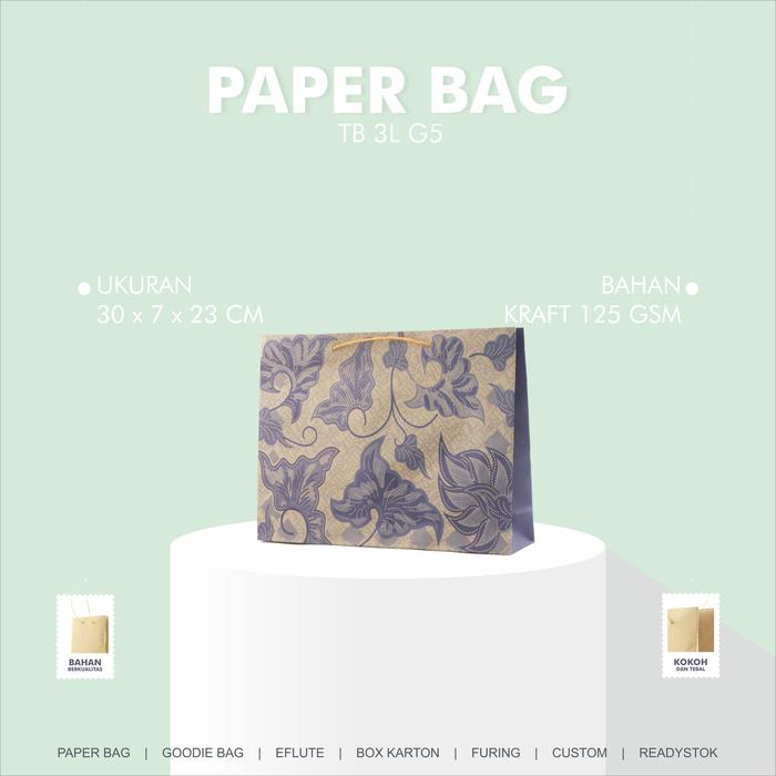 Gambar Tas Kertas Kraft Motif Belanja Hadiah Kado Souvenir 30 x 7 x 23 dari Rahmah Tas Kertas dan Kemasan Kab. Sleman Tokopedia