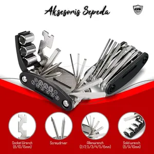 Tool kit sepeda toolset 16 in 1 kunci pas shock L obeng lipat Praktis
