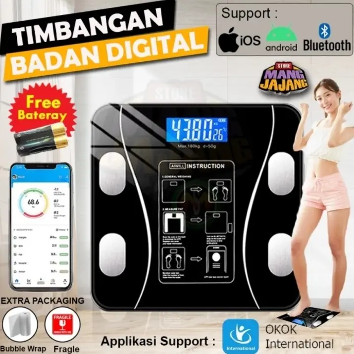Timbangan badan digital Supscale dengan Bluetooth dan Electronic Smart