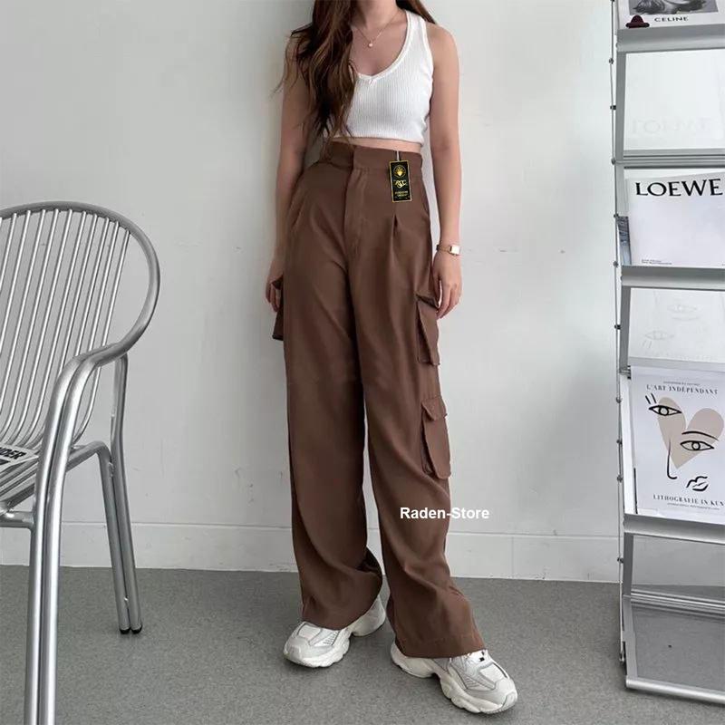 Celana Cargo Wanita Highwaist Bonnie Cargo Pants Celana Kargo Wanita 2