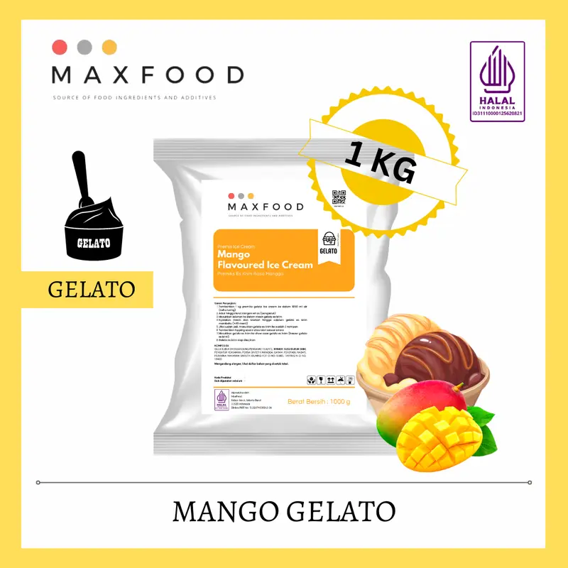 MAXFOOD - Gelato Powder Mango / Bubuk Gelato Rasa Mangga 1 KG 0