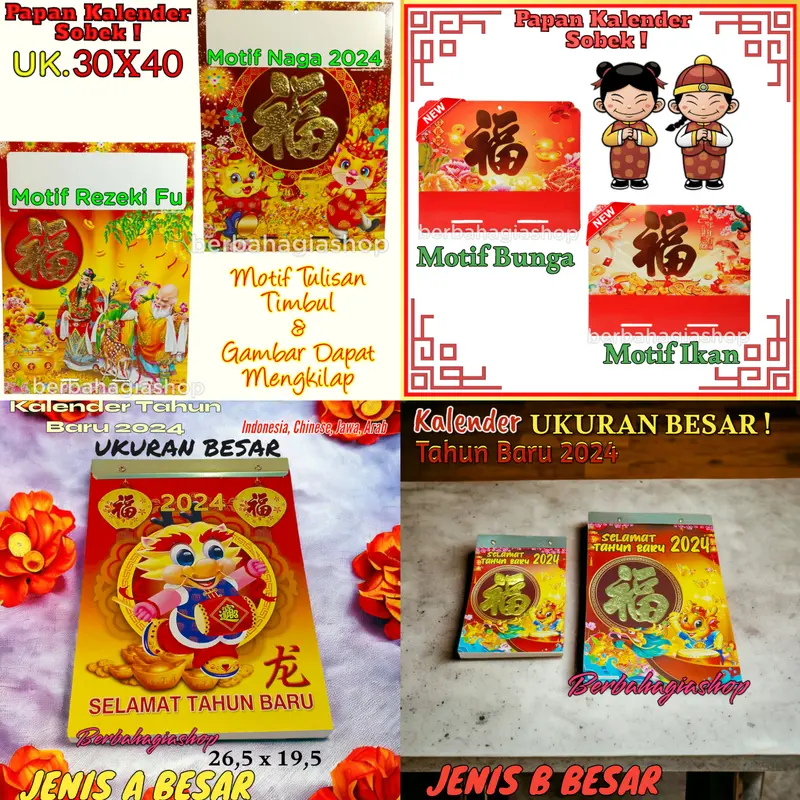 Papan Tatakan Dan Kalender Sobek Cina Lokal Ukuran Besar Tahun 2024 0