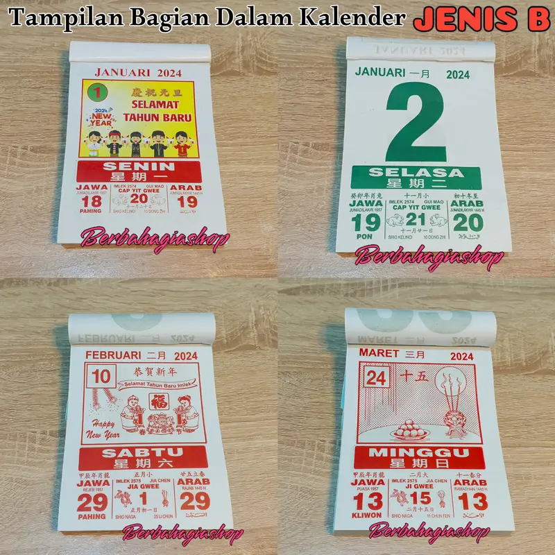 Papan Tatakan Dan Kalender Sobek Cina Lokal Ukuran Besar Tahun 2024 2