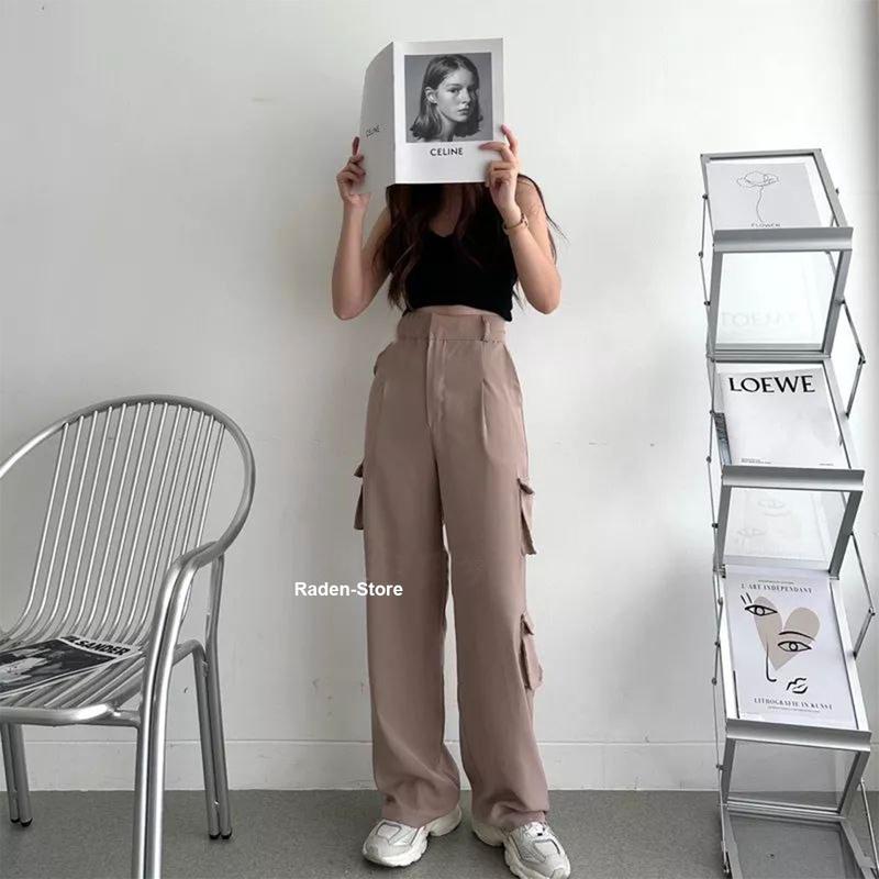Celana Cargo Wanita Highwaist Bonnie Cargo Pants Celana Kargo Wanita 3