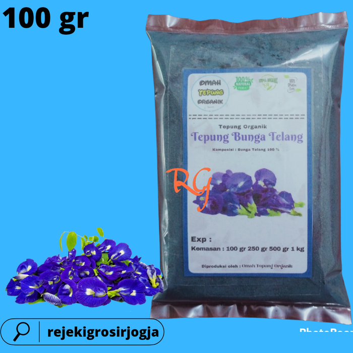 Gambar Tepung Bunga Telang Murni kemasan 100 gram/Bubuk Bunga Telang 100 gram dari RejekiGrosirJogja Kab. Bantul Tokopedia