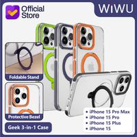 Gambar Case Compatible With iPhone 15 Pro/Max/Plus WiWU Geek 3 in 1 Foldable Stand MagSafe - Dark Purple, iPhone 15 Pro dari WiWU Official Kota Bekasi 1 Tokopedia