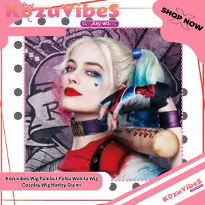 Kozuvibes Wig Rambut Palsu Wanita Wig Cosplay Wig Harley Quinn