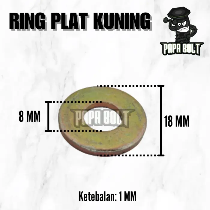 Ring Plat M8 / WP 8x18mm / Washer Plate KUNING