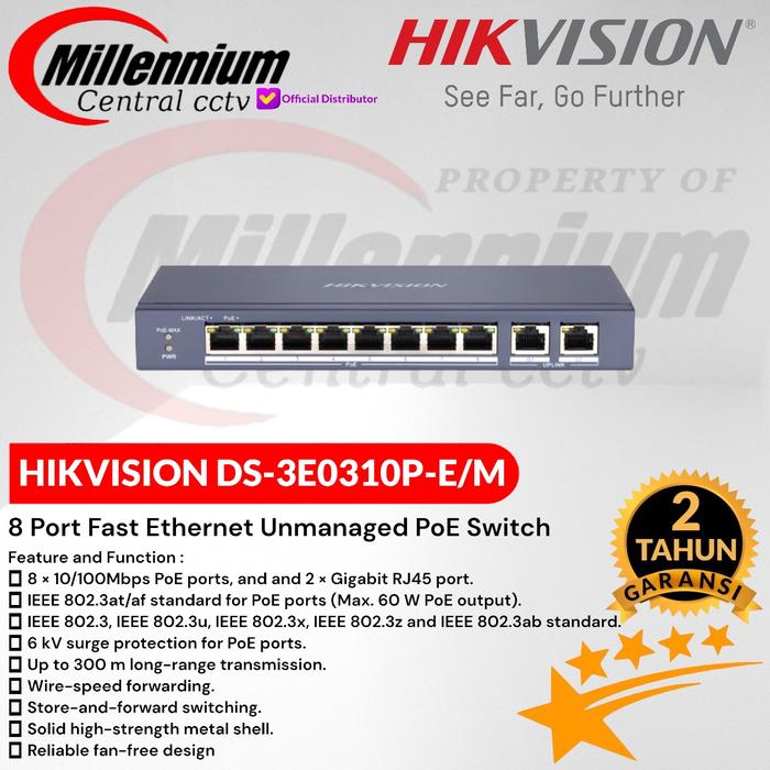 Gambar POE SWITCH HIKVISION 8 PORT DS-3E0310P-E/M UNMANAGED POE SWITCH dari Millennium Central CCTV Kota Administrasi Jakarta Barat Tokopedia