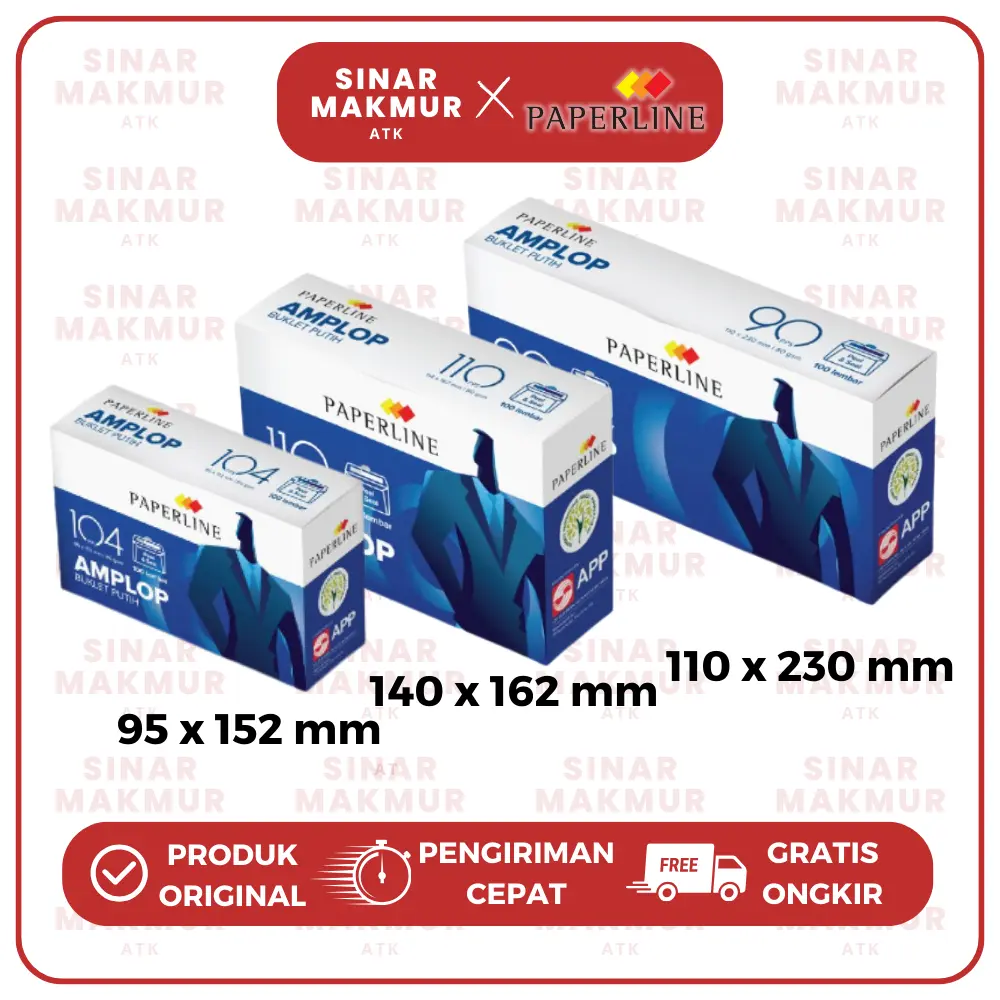 Amplop Polos Putih/White Envelope PPS 104/110/90 Paperline (Pak)