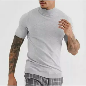TURTLE NECK KAOS PRIA LENGAN PENDEK RAJUT RIB PREMIUM LEHER TINGGI