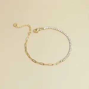 Mix Tennis Cable Chain Zirconia Bracelet — Gelang Anti Karat