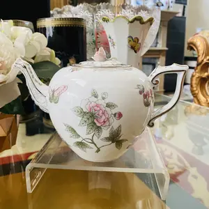 Tea Pot Herend Hungary Vienna Rose Platinum Mewah Cantik Teko