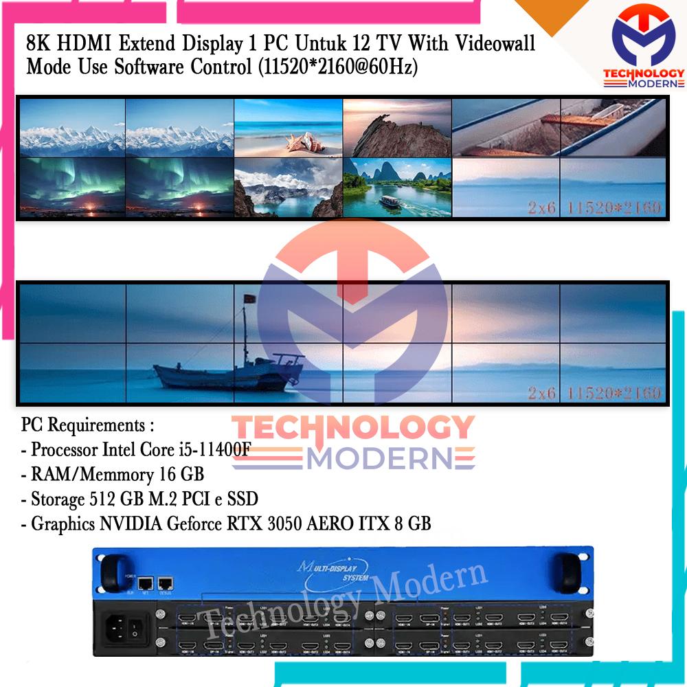 8K HDMI Extend Display 1 PC For 12 TV With Video Wall Mode 2x6
