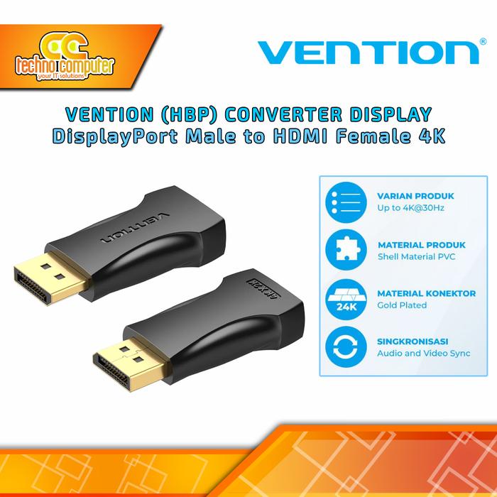Gambar VENTION CONVERTER ADAPTER DISPLAY - DP Male to HDMI Female 4K - HBP dari Techno Computer Bali Kota Denpasar Tokopedia