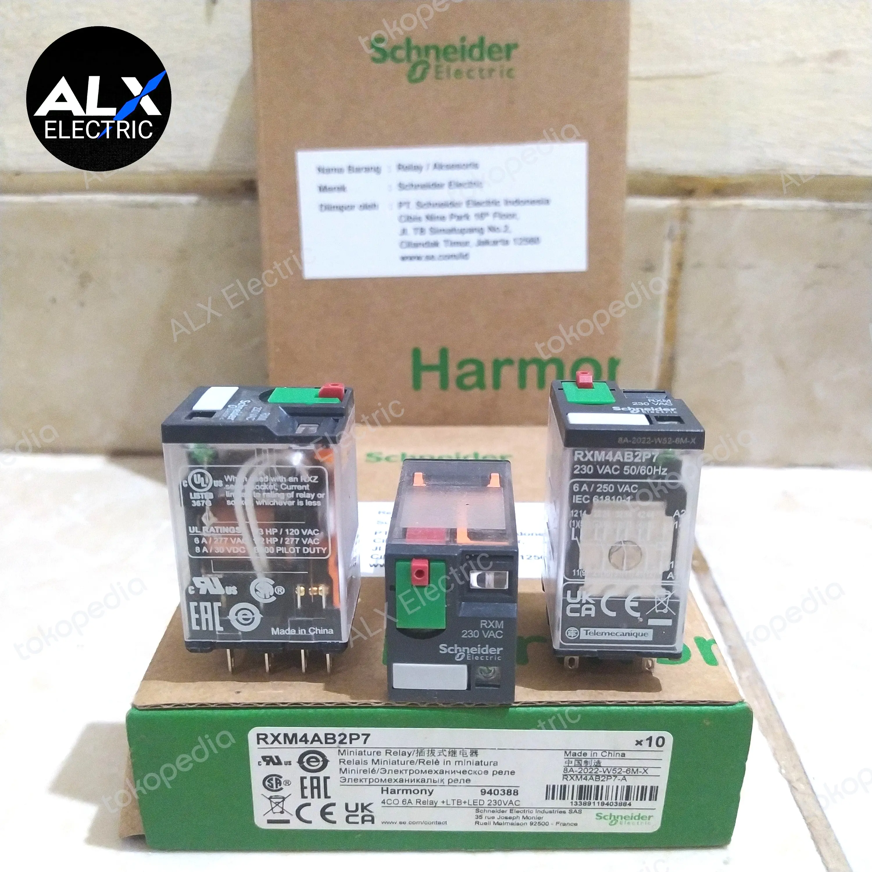 RELAY SCHNEIDER RXM4AB2P7 4CO 6A+LTB+LED 230VAC ORIGINAL RXM4AB