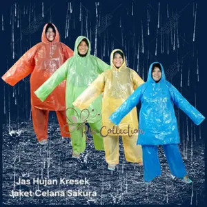 JAS HUJAN PLASTIK / KRESEK SAKURA LDPE TEBAL PONCO DAN SETELAN CELANA