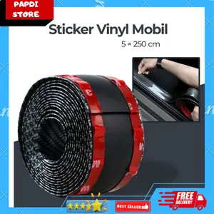 Stiker Vinyl Carbon Fiber Mobil Pelindung Bumper Strip Karet