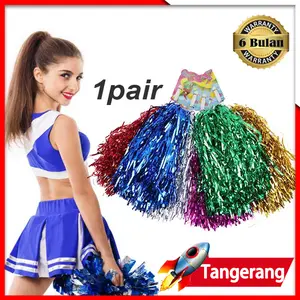 2pcs Pom Pom Cheerleader Nari Tari Rumbai Foil Cheerleader Stick