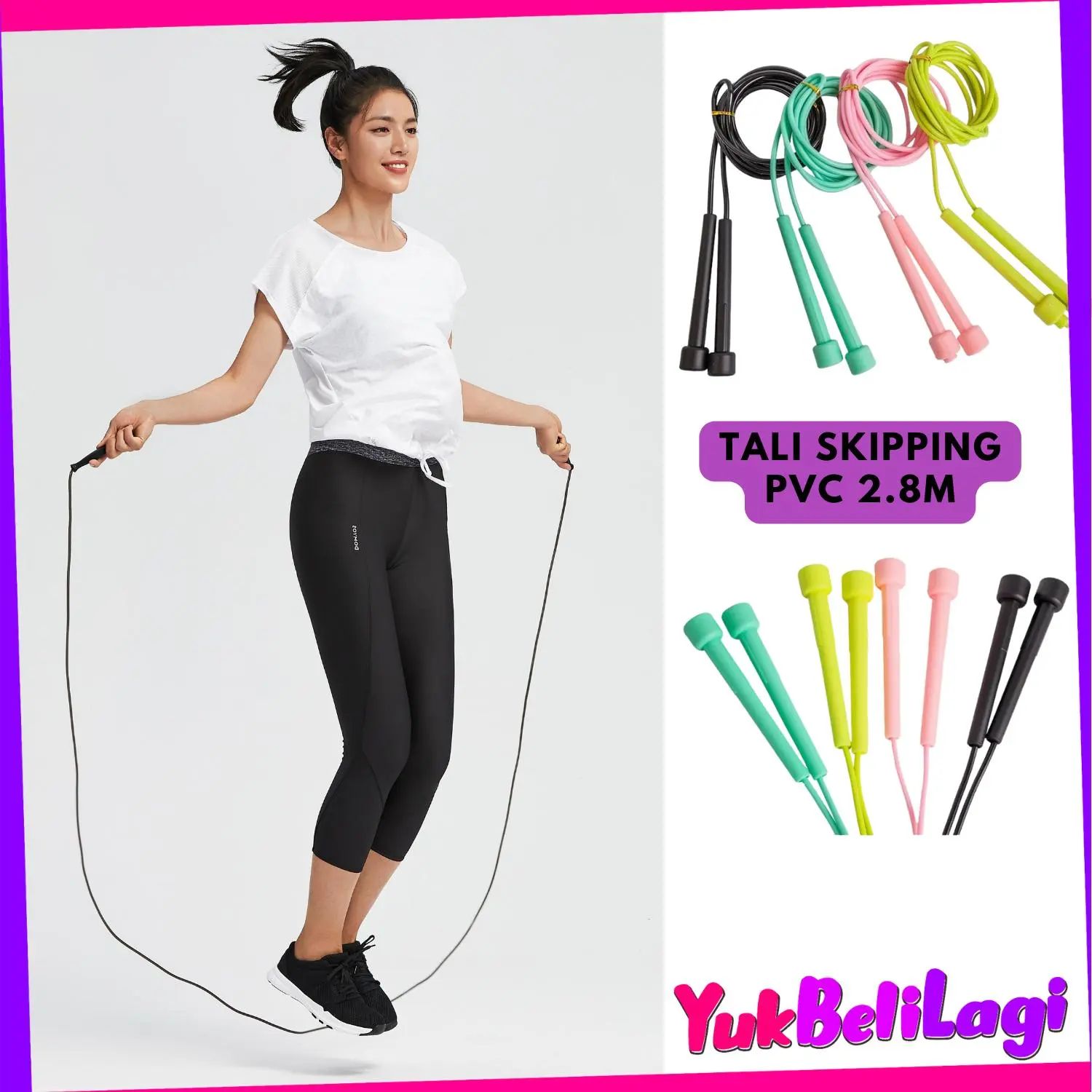 YMM_COD--Tali Skipping Pvc 2.8Mtr Jump Rope Lompat Tali 280cm Speed Rope