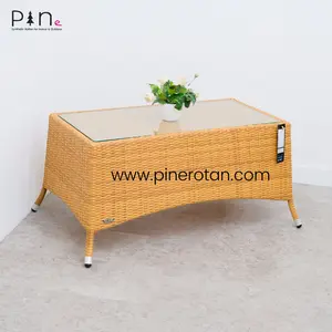 Meja Ruang Tamu Minimalis/ Meja Taman Outdoor Pine Rotan Sintetis