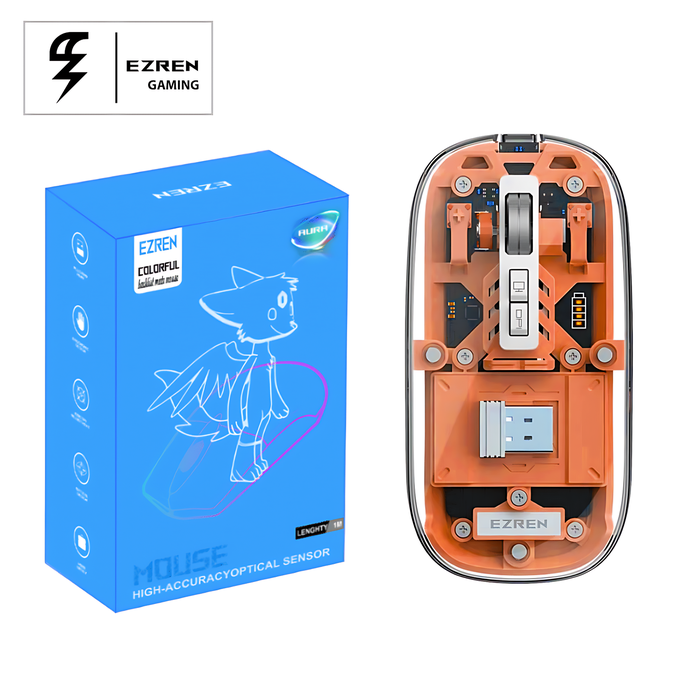 Gambar Ezren M133 Mouse Wireless 2.4G Bluetooth 5.1 Transparent Silent Orange dari House Sparepart Kab. Tangerang Tokopedia