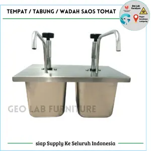 DIPENSER POMPA SAUS - WADAH SAUS TOMAT 2IN1 STAINLESS  STEEL