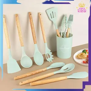 GTT Sutil Silicon Gagang Kayu Peralatan Masak Murah Tahan Panas Kitchenware