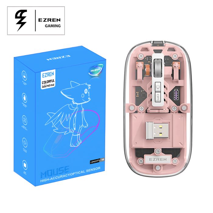Gambar Ezren M133 Mouse Wireless 2.4G Bluetooth 5.1 Transparent Silent Pink dari House Sparepart Kab. Tangerang Tokopedia
