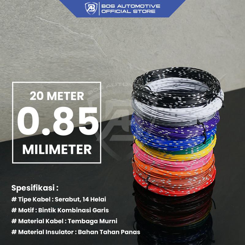 Kabel Bintik Otomotif 0.85MM x 20M Serabut Tembaga Untuk Mobil & Motor 0