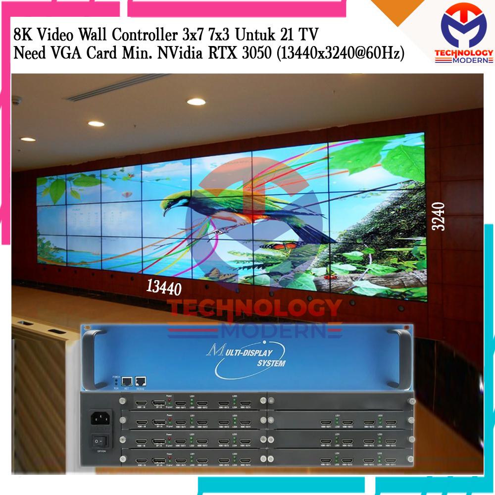 8K HDMI Video Wall Controller 3x7 7x3 For 21 TV (13440*3240@30Hz) Hasil Gambar Normal
