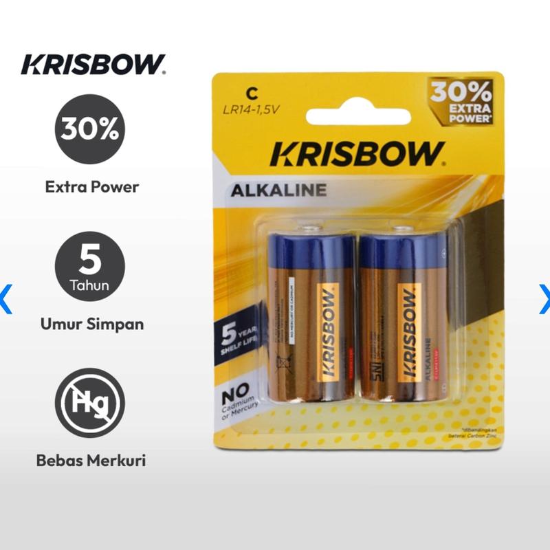 Krisbow Set 2 Pcs Baterai Alkaline C Lr14-1.5v 2