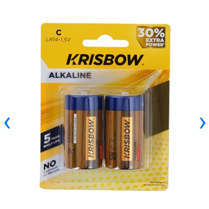 Krisbow Set 2 Pcs Baterai Alkaline C Lr14-1.5v 0