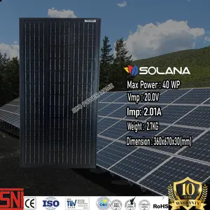 SOLANA SOLAR CELL/PANEL SURYA/SOLAR PANEL MONOCRYSTALLINE 24V 40WP