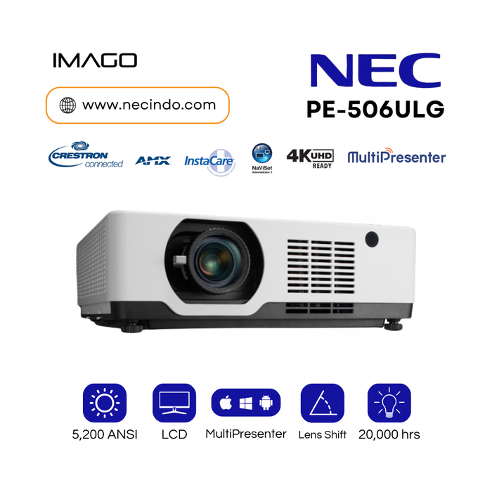 Gambar Projector NEC PE506ULG 5200 ANSI Lumens Proyektor Laser LCD 4K UHD Ballroom Event dari IMAGO Indonesia Kota Administrasi Jakarta Pusat Tokopedia