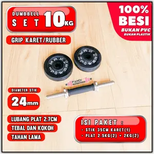 [STIK RUBBER/KARET] BARBEL 10KG / DUMBBELL SET 10KG / DUMBBELL 10KG