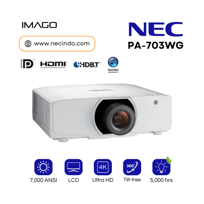 Gambar Projector NEC PA703WG 7000 ANSI Lumens Proyektor Installation LCD Ballroom Meeting Event dari IMAGO Indonesia Kota Administrasi Jakarta Pusat Tokopedia